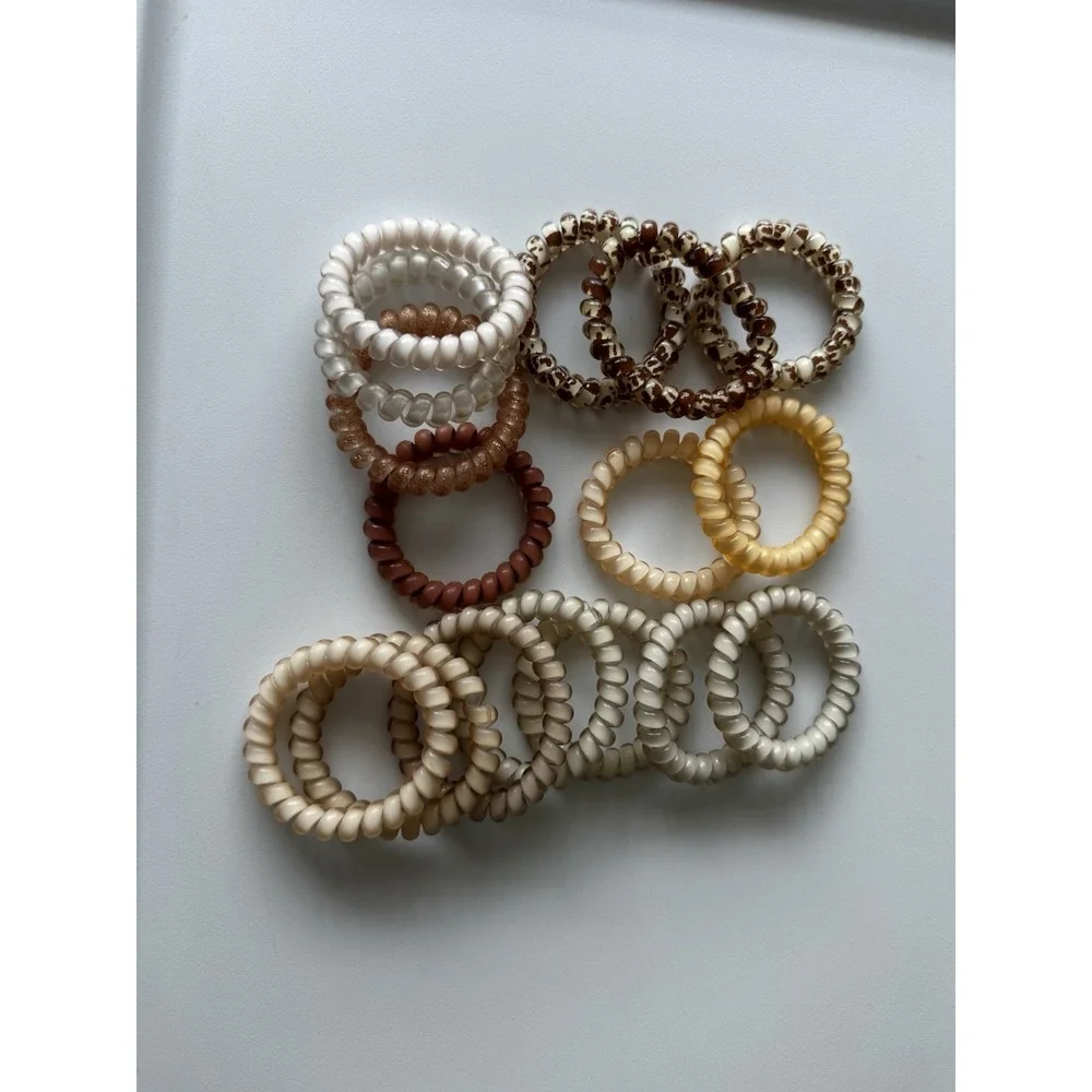 TELETIES Spiral Hair Coils Ponytail Hair Ties Combo Set Variety Colors Neutrals